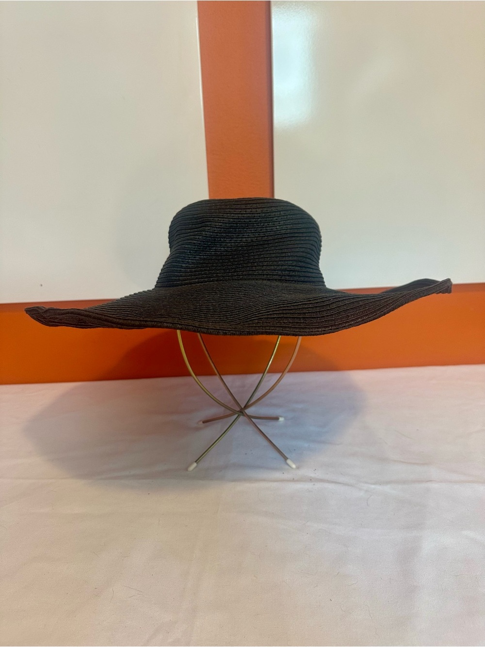 Olé America Black Woven Wide-Brim Sun Hat – Beach/Pool Essential